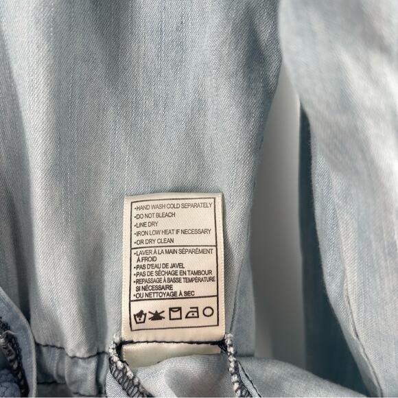 JACK BY BB DAKOTA Jacket Small Chambray Hi-Low Hooded Zip Up Lightweight Casual - Picture 15 of 16